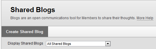 Create Shared Blog button