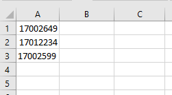 student numbers in Excel